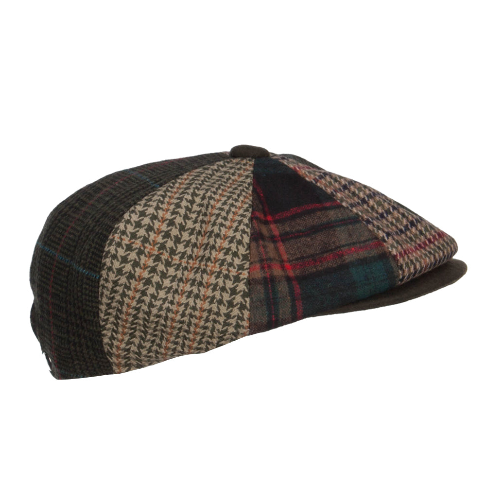 Men's Mix Patchwork Wool 8 Panel Newsboy