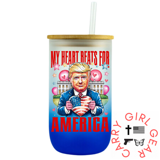 MY HEART BEATS GLASS Tumbler 18oz