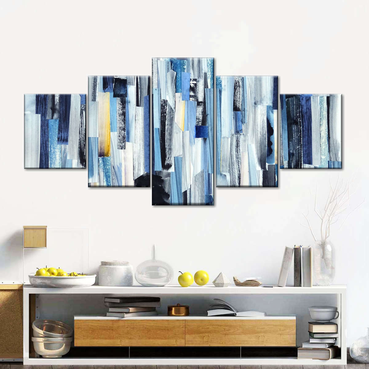 Striped Blue Abstract Wall Art