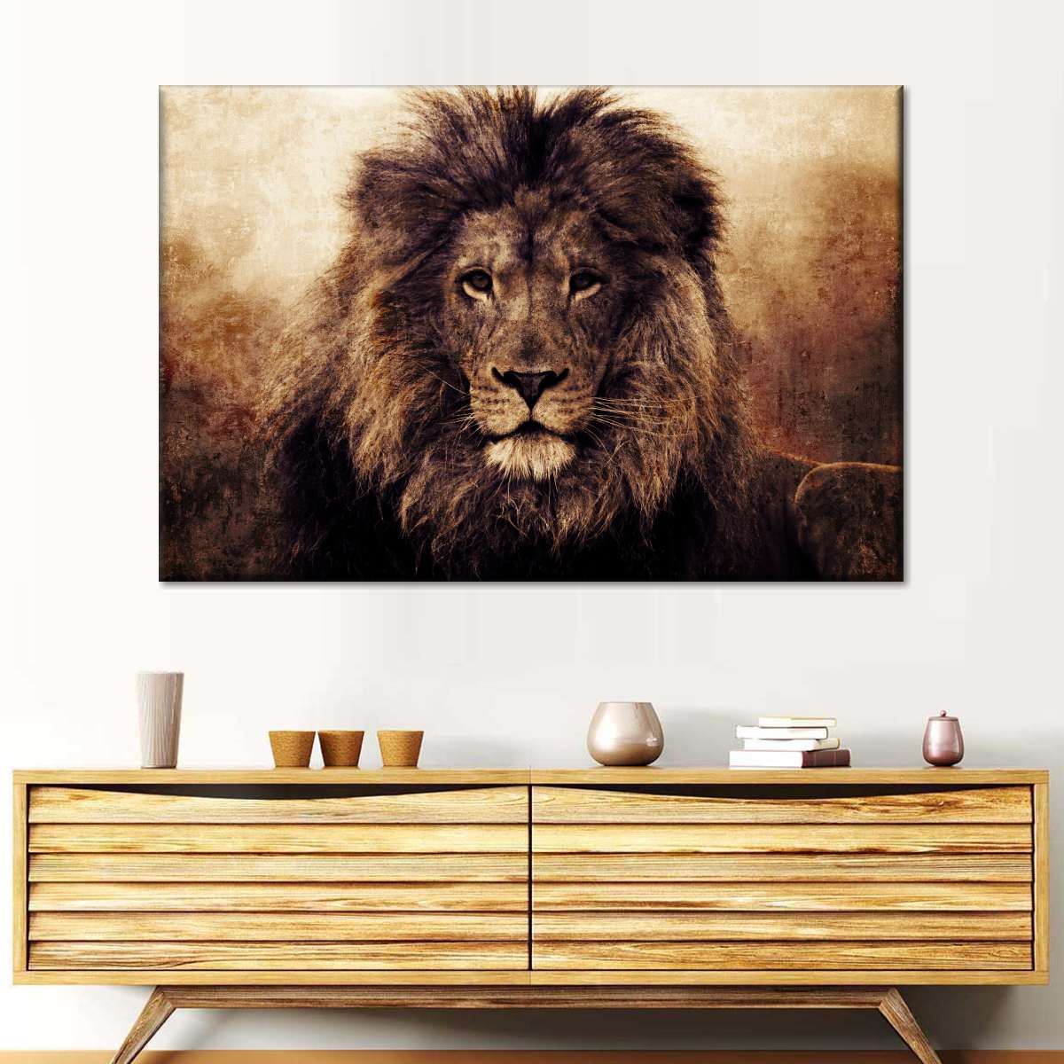 Grunge Lion Head Wall Art