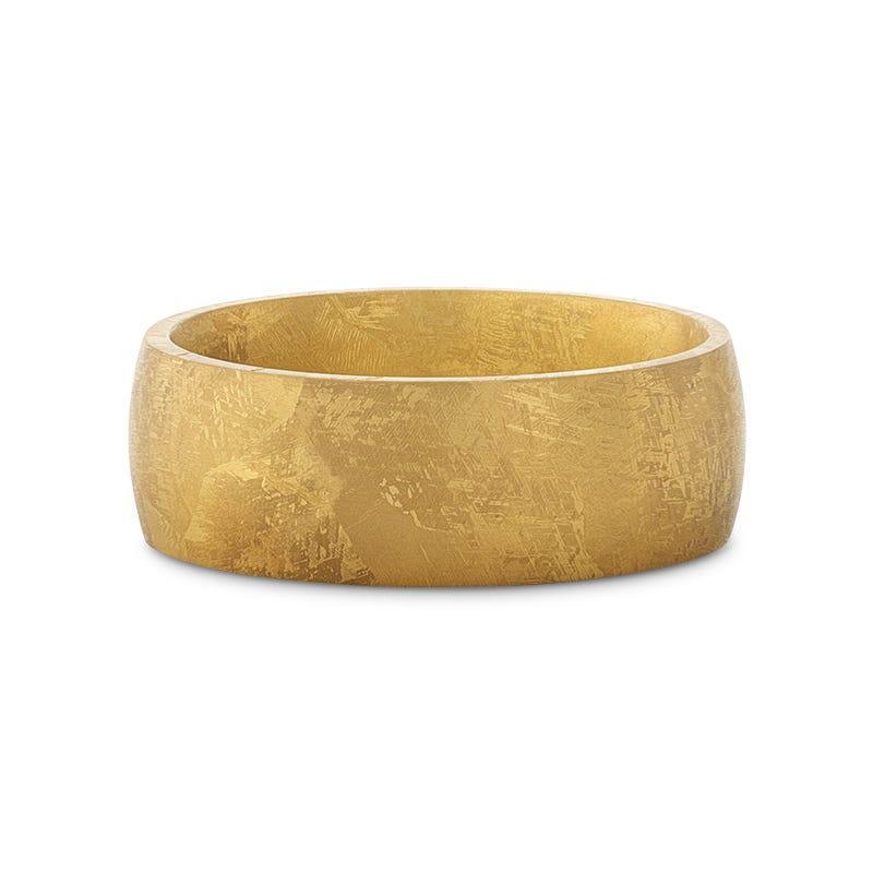 MYSTIC Domed Gold-Plated Titanium Ring with Meteorite Pattern – 8mm