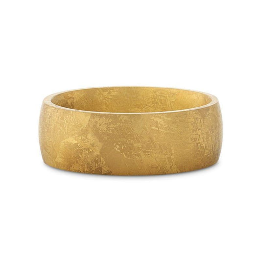 MYSTIC Domed Gold-Plated Titanium Ring with Meteorite Pattern – 8mm
