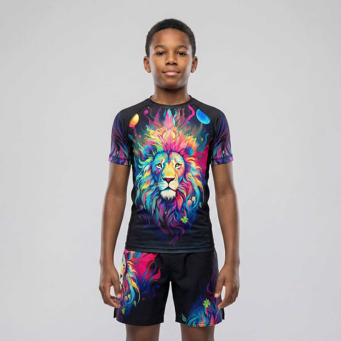 MYSTICAL LION KIDS SHORT SLEEVE RASH GUARD