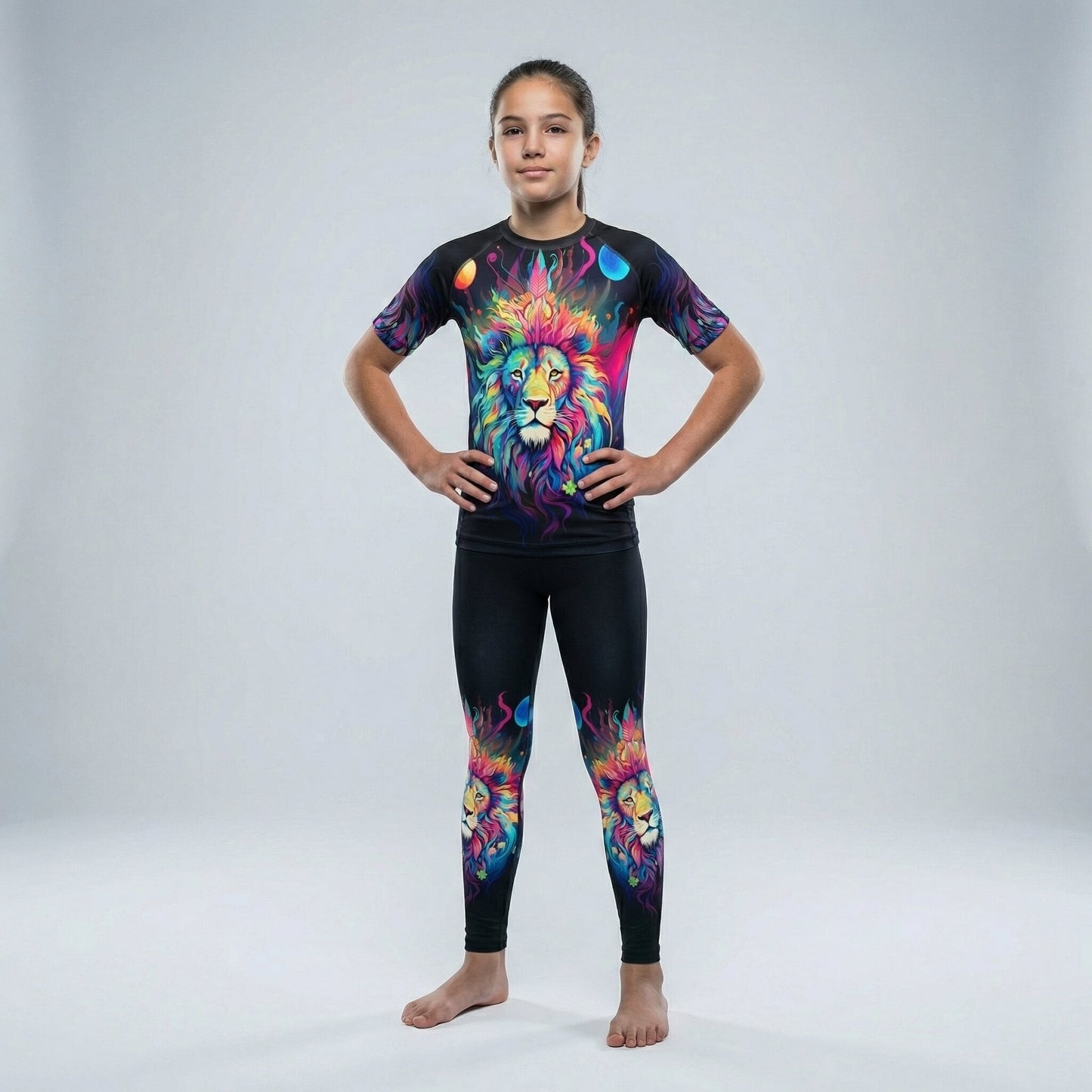 MYSTICAL LION KIDS SHORT SLEEVE RASH GUARD