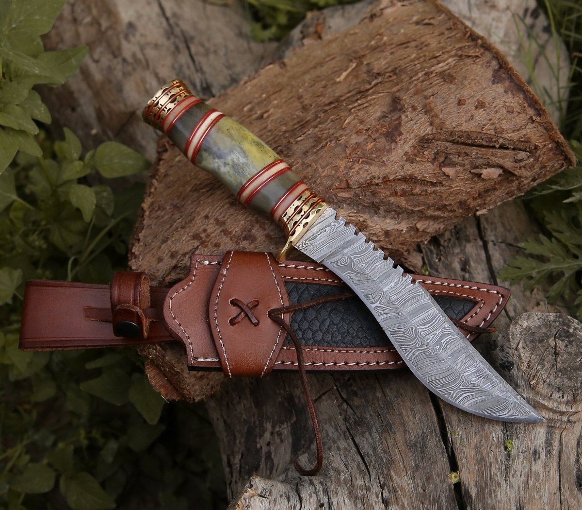 Mythic Kukri Knife with Bone & Brass Handle