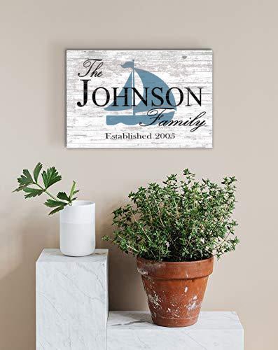 Custom Lake or Beach House Sign – Personalized Sailboat Design with Family Name & Established Year | Nautical Coastal Wall Art