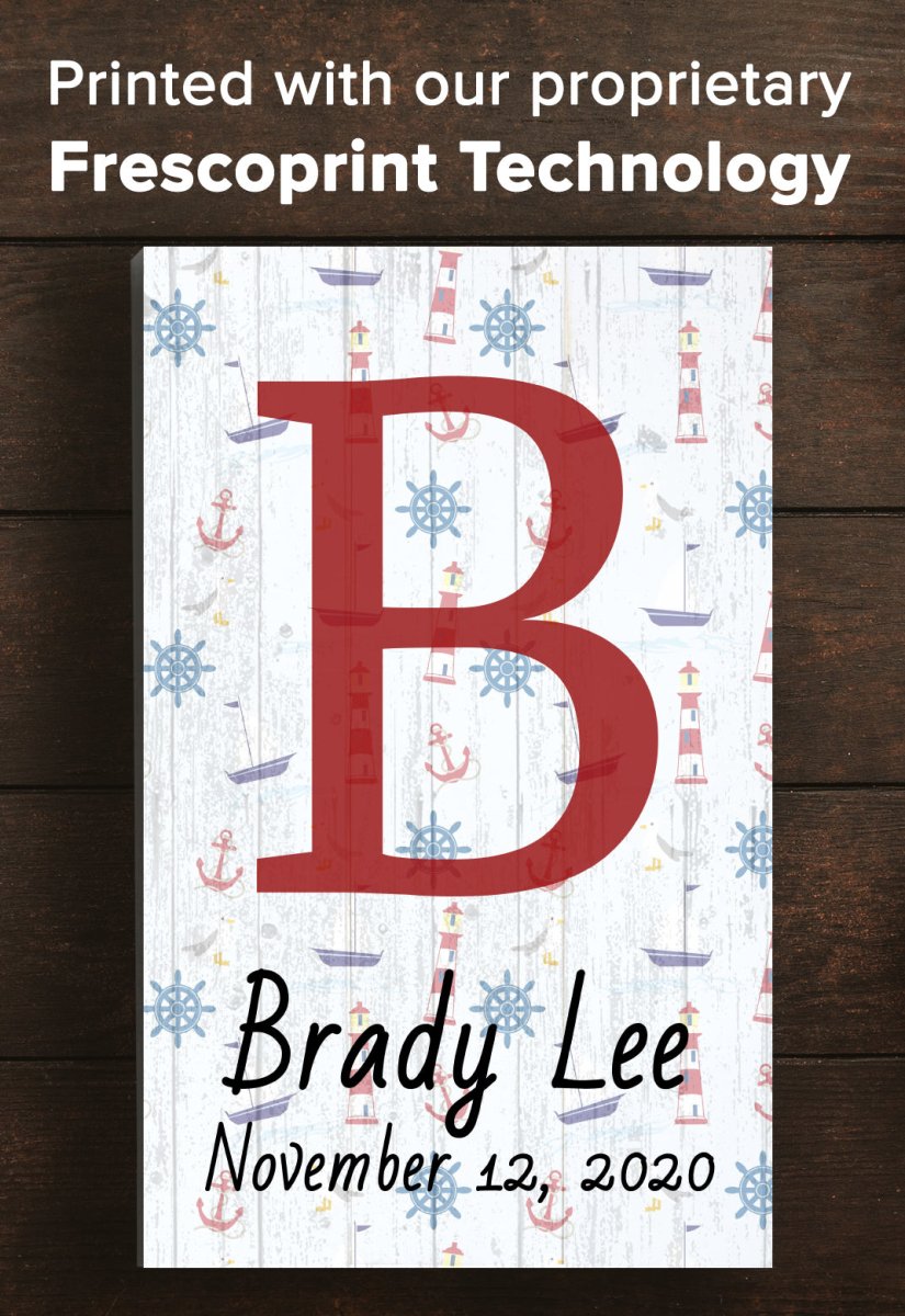 Nautical Monogram Name Sign for Baby Boy Nursery Room or Bedroom