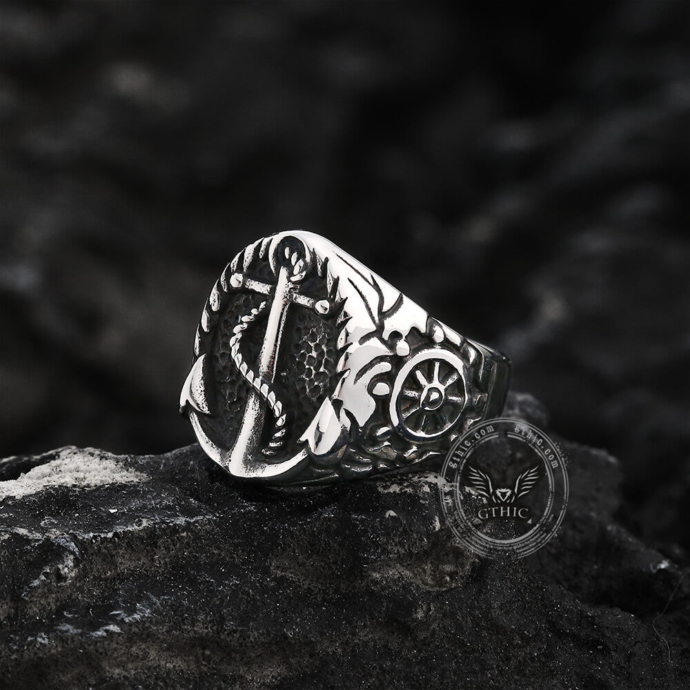 Nautical Anchor Stainless Steel Ring