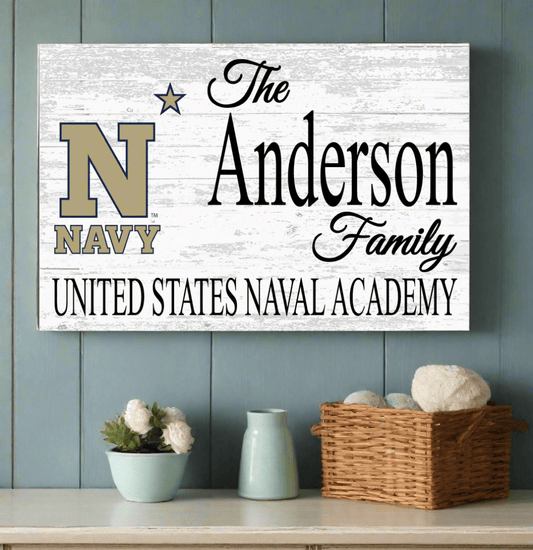 United States Naval Academy Family Name Sign – Personalized Navy Gift Wooden Sign