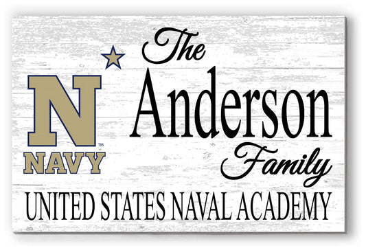 United States Naval Academy Family Name Sign – Personalized Navy Gift Wooden Sign