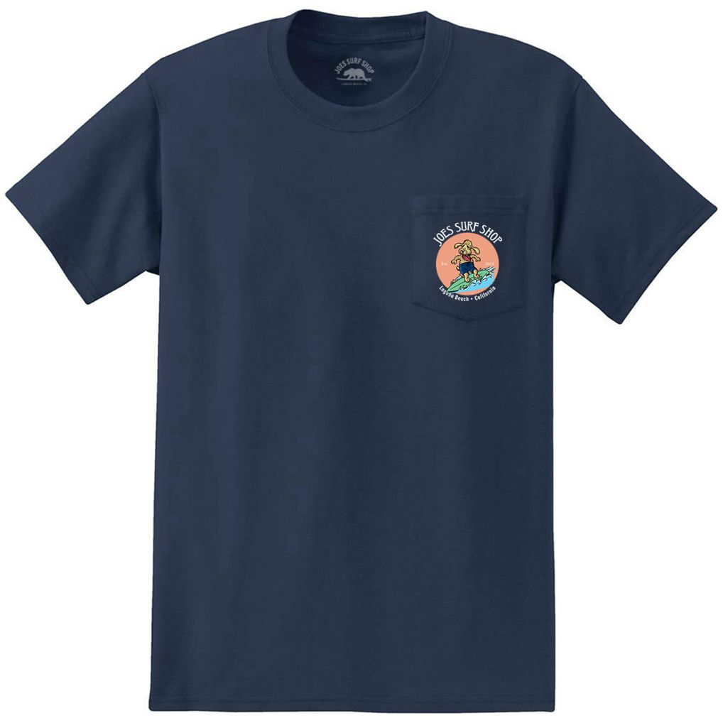 Joe's Surf Shop Teddy The Surfing Dog Heavyweight Pocket Tee