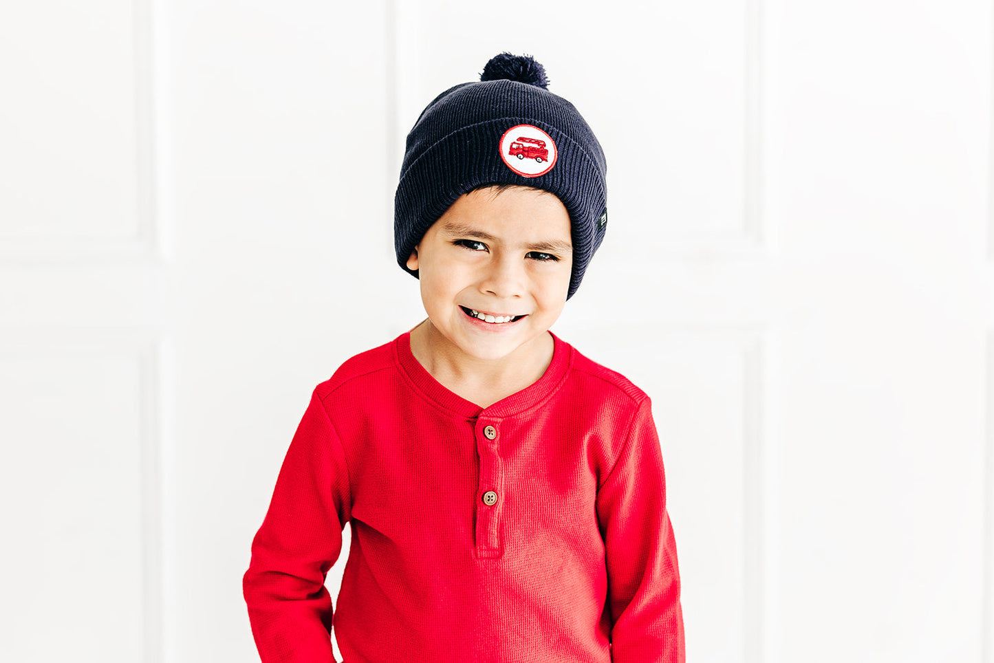 Firetruck Patch Pom Pom Hat