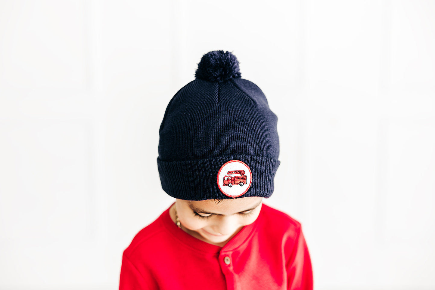 Firetruck Patch Pom Pom Hat
