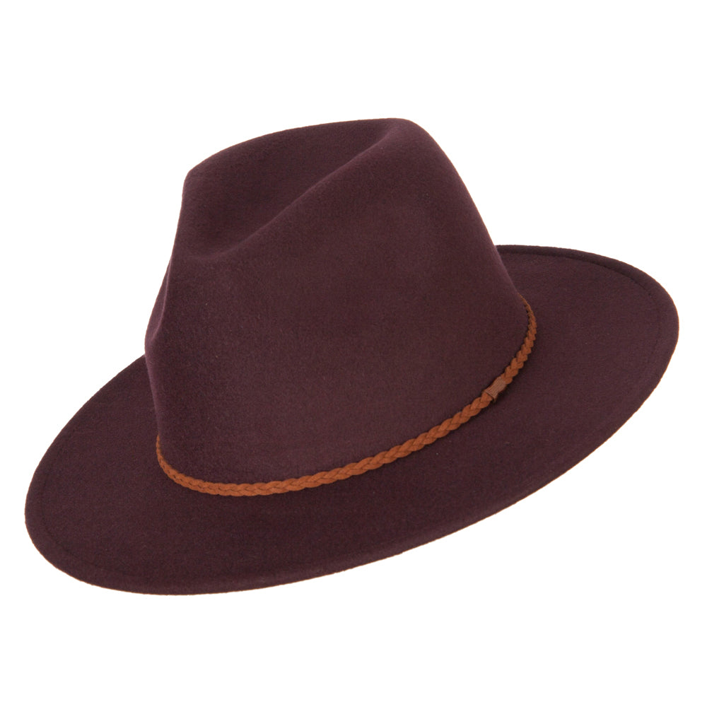 Unisex Braid Leatherette Band Trim Large Brim Polyester Fedora Hat