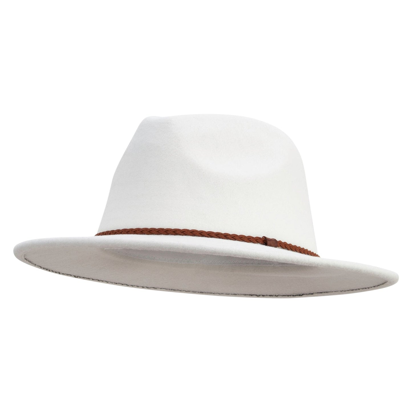 Unisex Braid Leatherette Band Trim Large Brim Polyester Fedora Hat