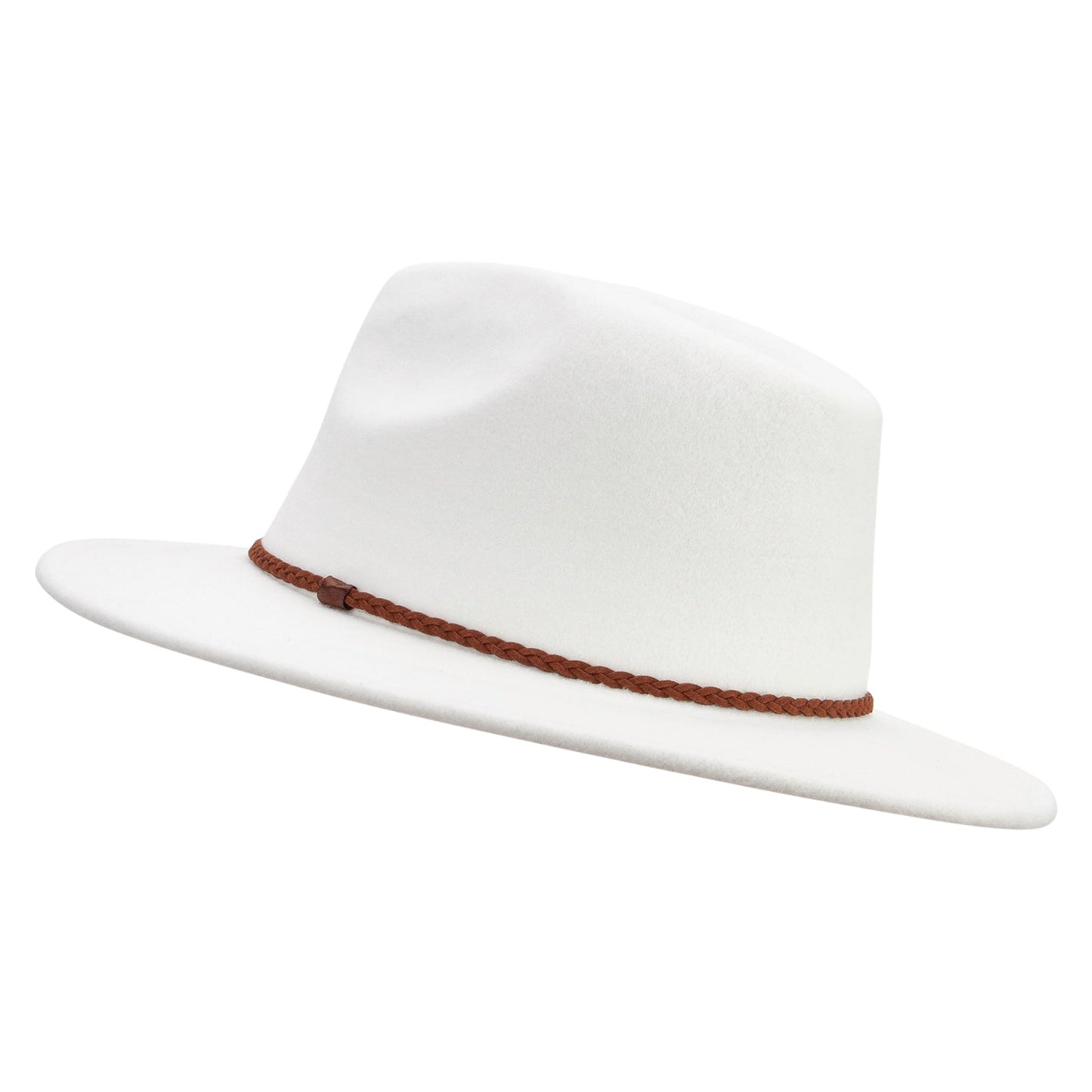Unisex Braid Leatherette Band Trim Large Brim Polyester Fedora Hat