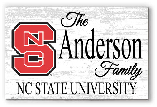 NC State Family Name Sign – Personalized NC State University Wall Art