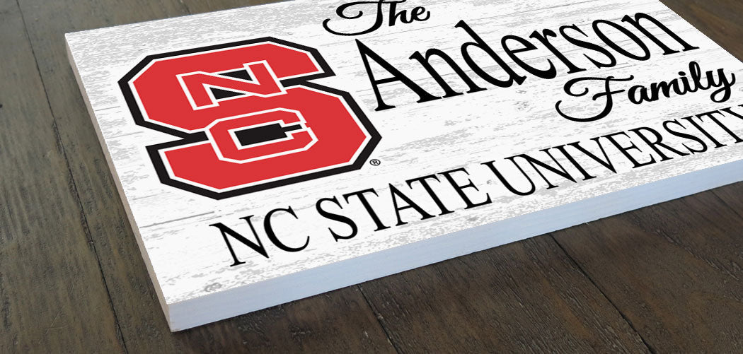 NC State Family Name Sign – Personalized NC State University Wall Art