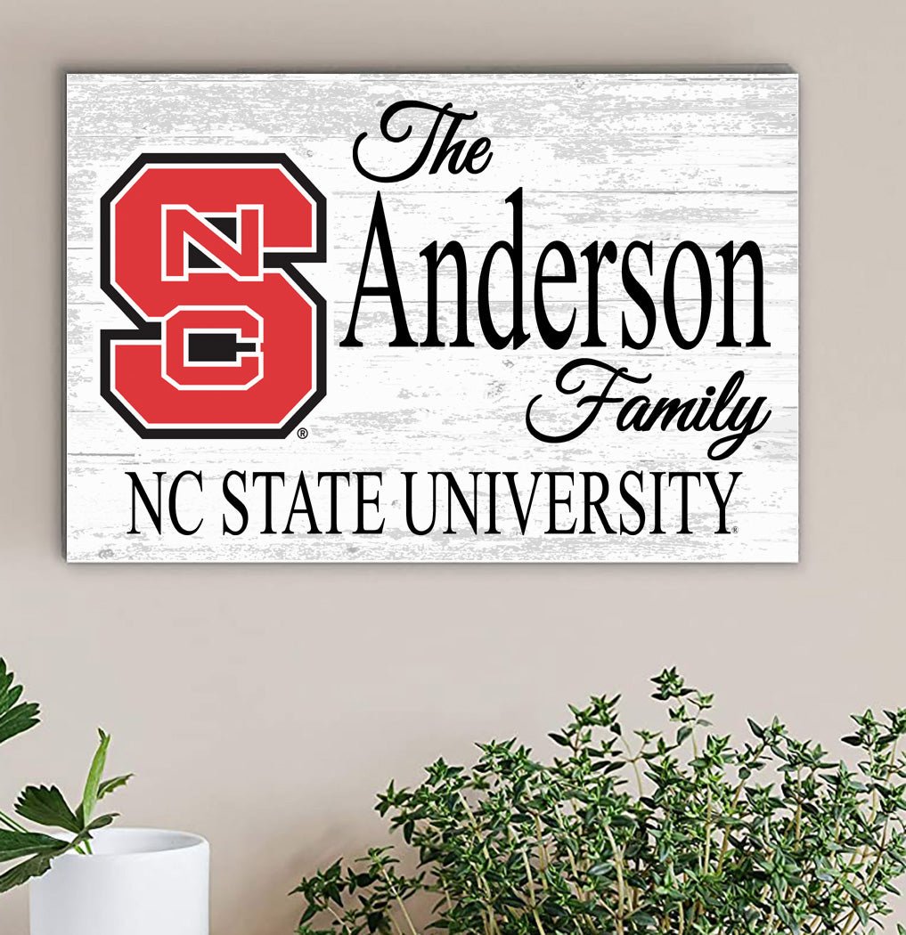 NC State Family Name Sign – Personalized NC State University Wall Art
