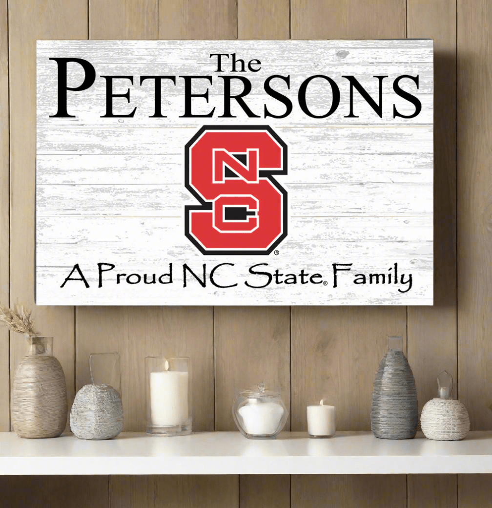NC State Family Name Sign – Personalized NC State University Wall Art