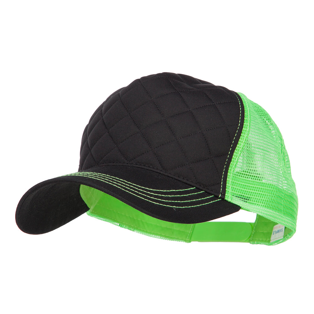 Quilted Trucker Two Tone Neon Mesh Big Size Cap