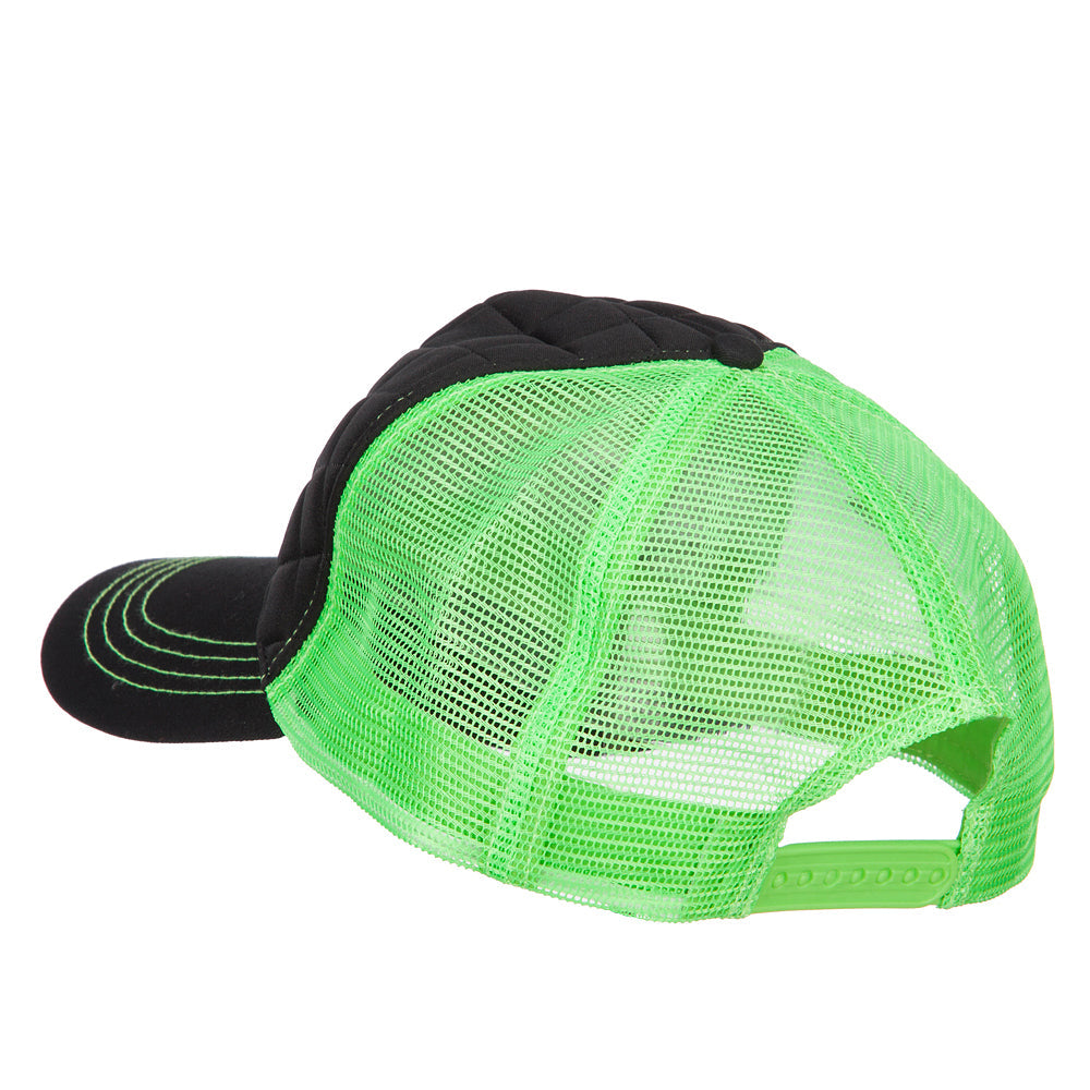 Quilted Trucker Two Tone Neon Mesh Big Size Cap