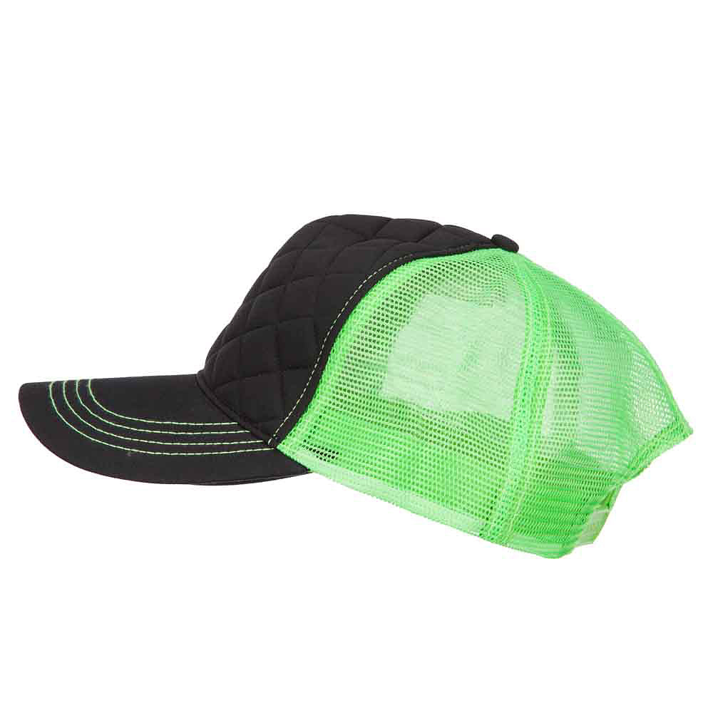 Quilted Trucker Two Tone Neon Mesh Big Size Cap