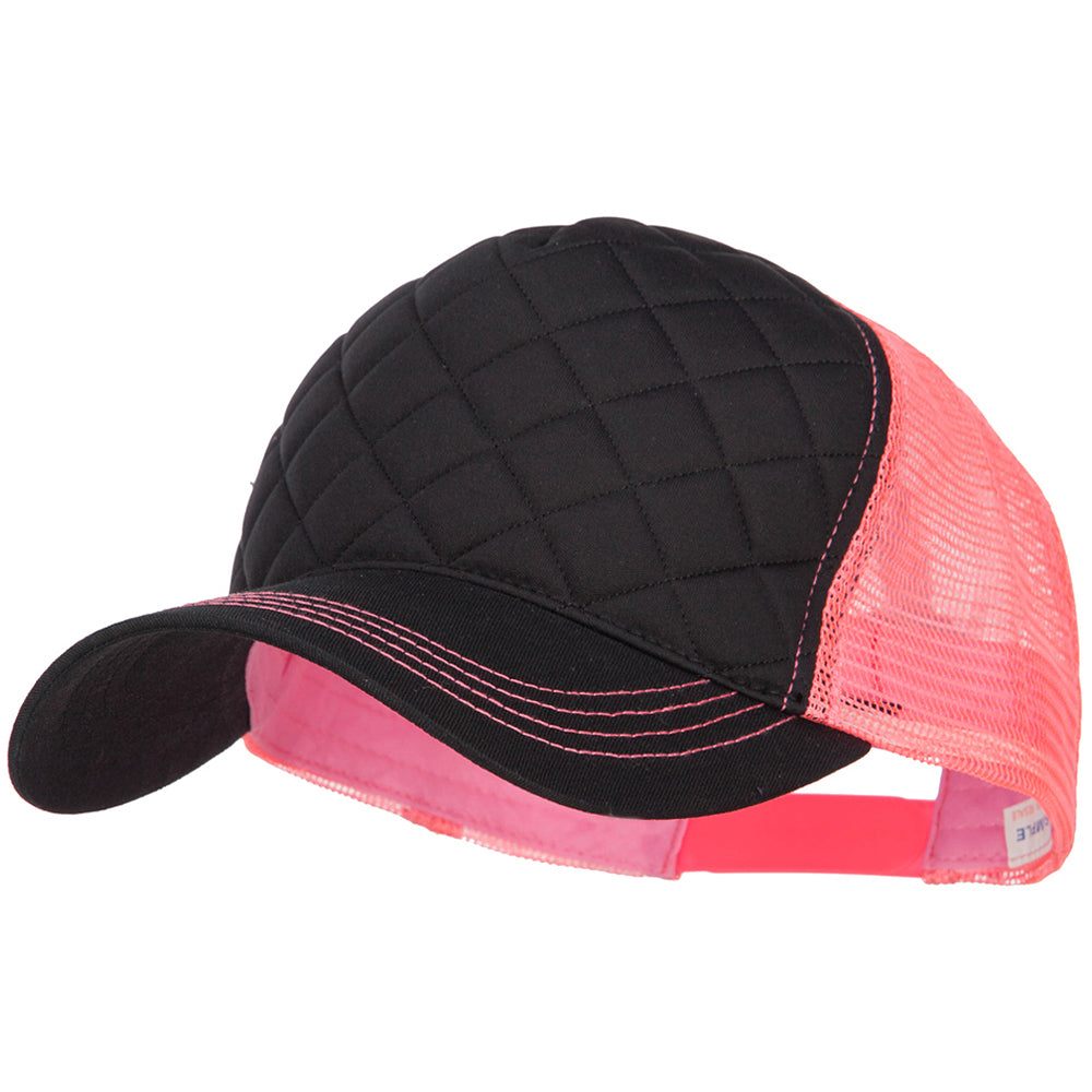 Quilted Trucker Two Tone Neon Mesh Big Size Cap