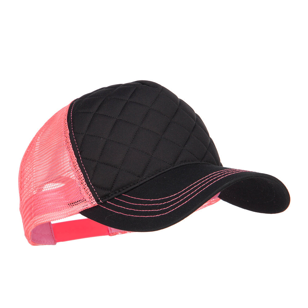Quilted Trucker Two Tone Neon Mesh Big Size Cap