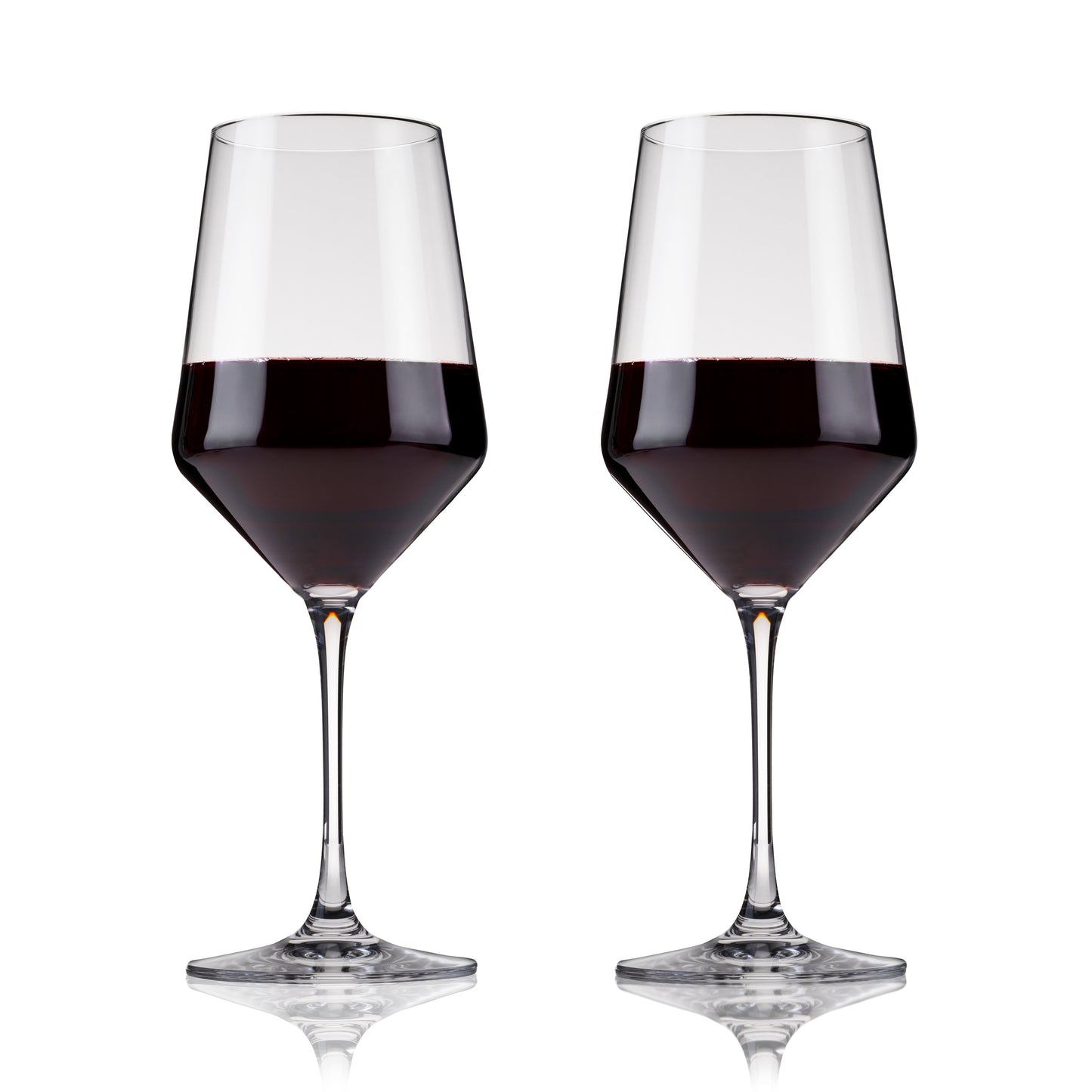 Raye Angled Crystal Bordeaux Glasses Set of 2
