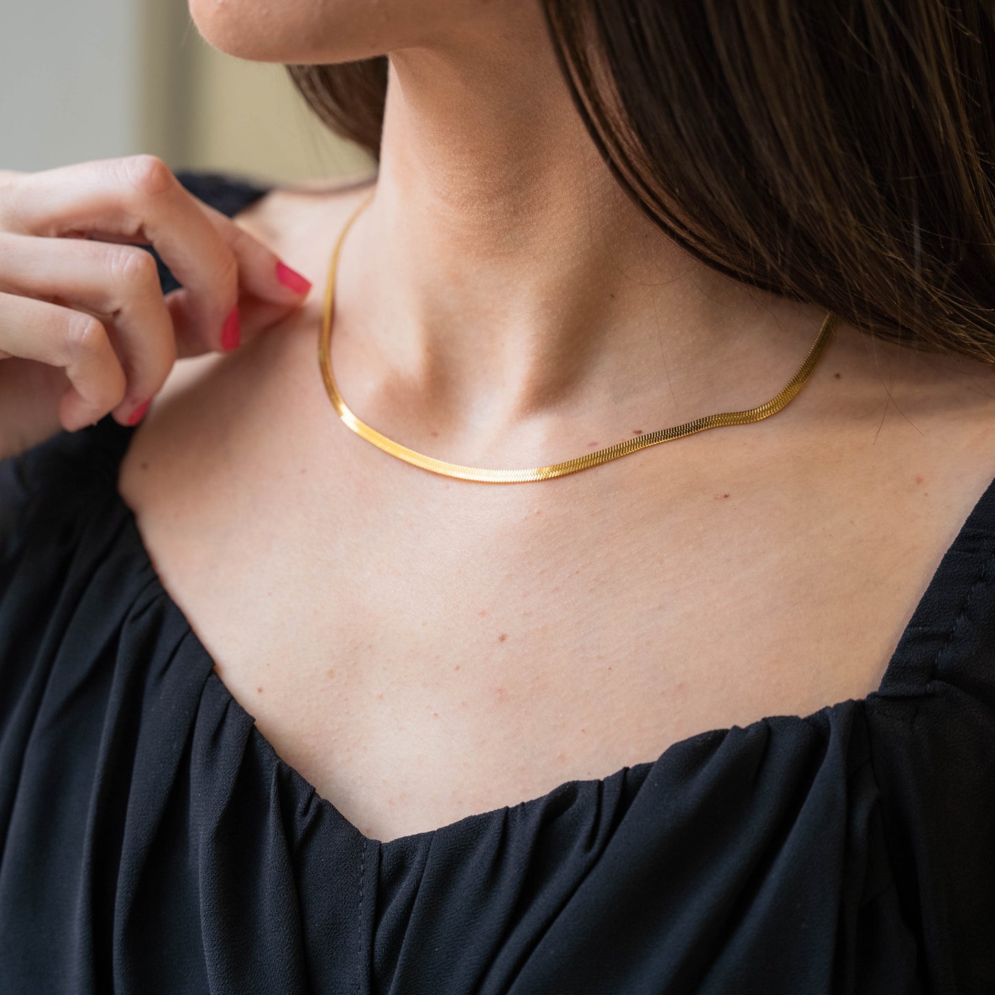 SLEEK - Gold 2mm Herringbone Necklace
