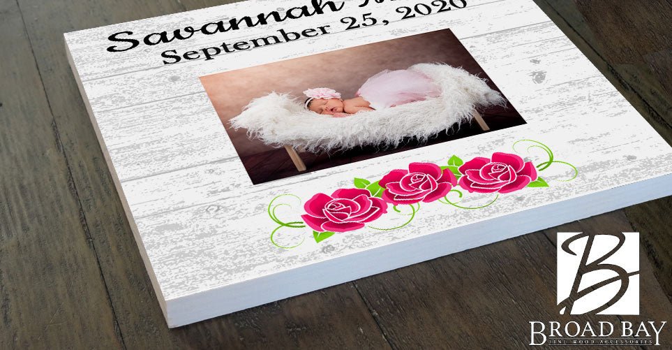 New Baby Picture Frame Upload Photo - Custom Name and Birthday
