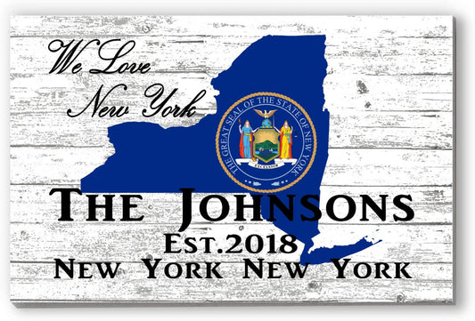 New York Home Sign Personalized Family Name -