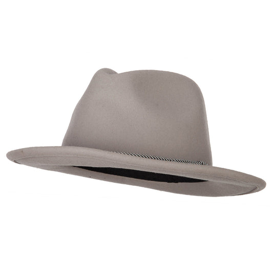 Unisex Wool Felt Satin Rope Band Trim Pinched Crown Fedora Hat