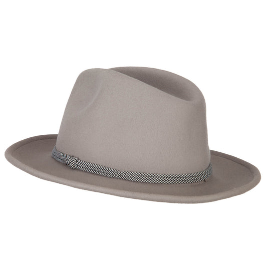 Unisex Wool Felt Satin Rope Band Trim Pinched Crown Fedora Hat