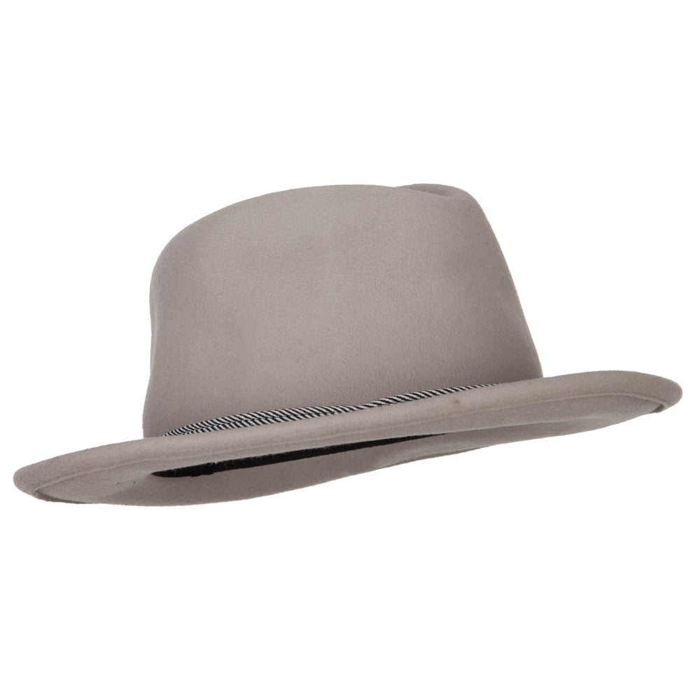 Unisex Wool Felt Satin Rope Band Trim Pinched Crown Fedora Hat
