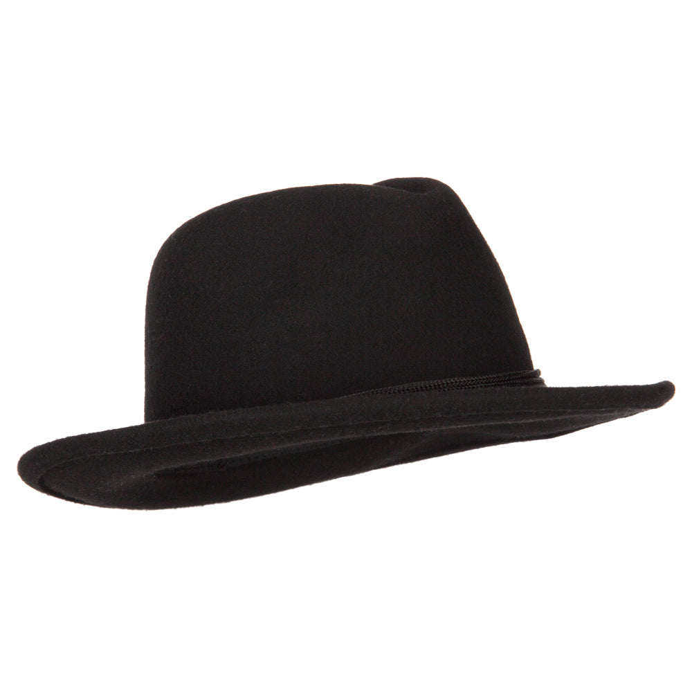 Unisex Wool Felt Satin Rope Band Trim Pinched Crown Fedora Hat