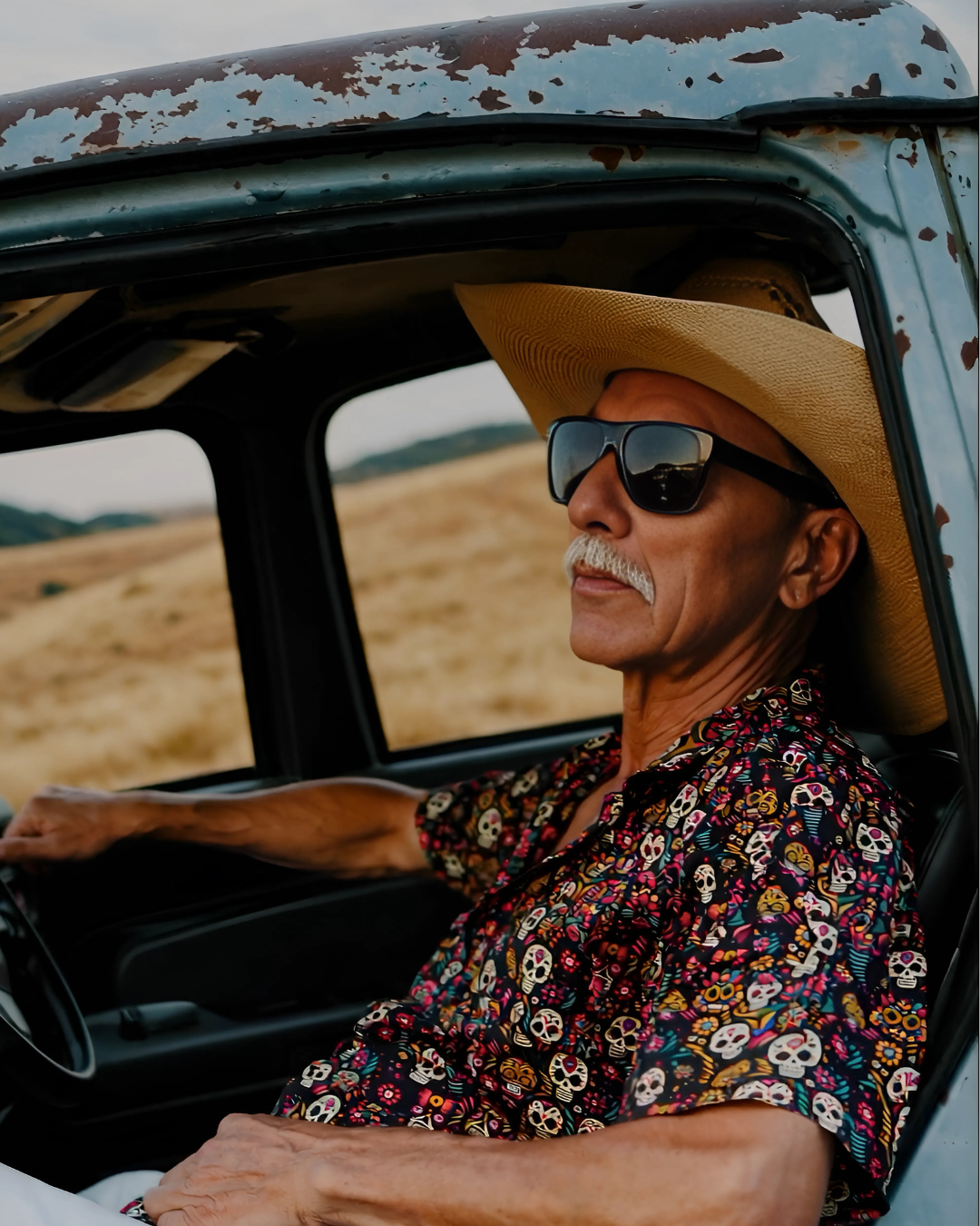 Night Calavera: Dark Skulls Button-Up Shirt