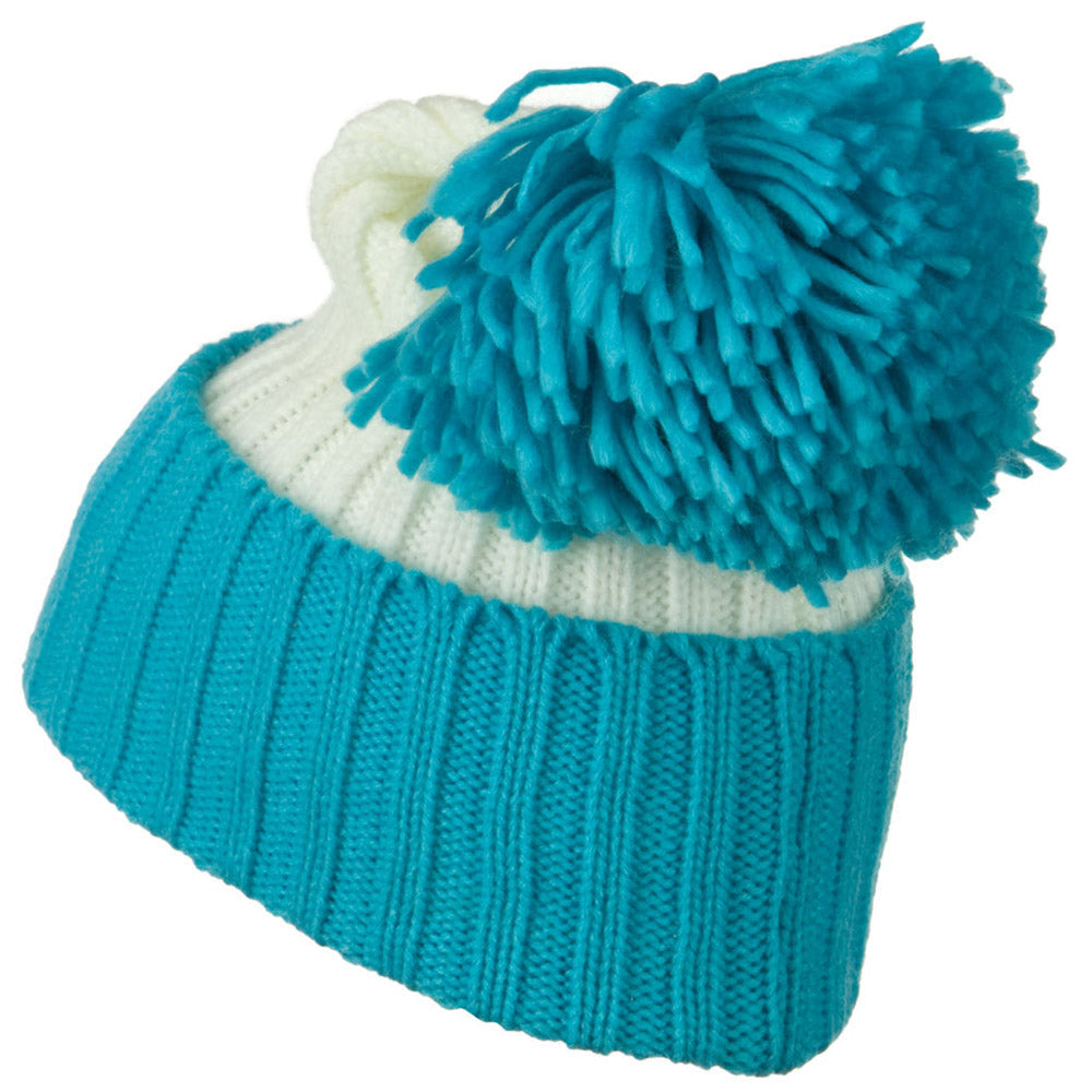 Neon Knit Hat with Pom Pom
