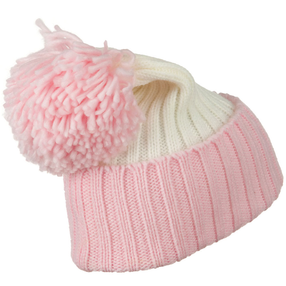 Neon Knit Hat with Pom Pom