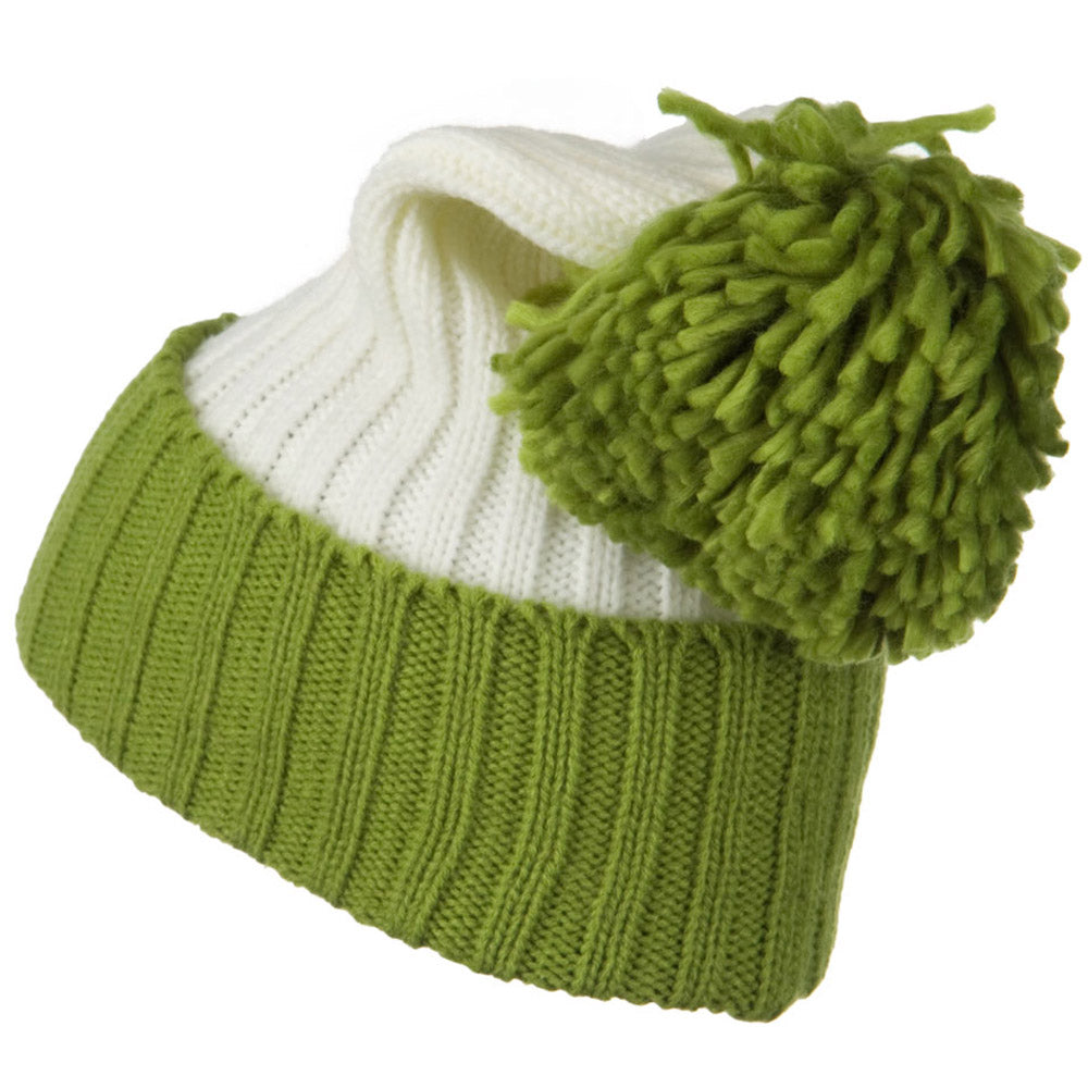 Neon Knit Hat with Pom Pom