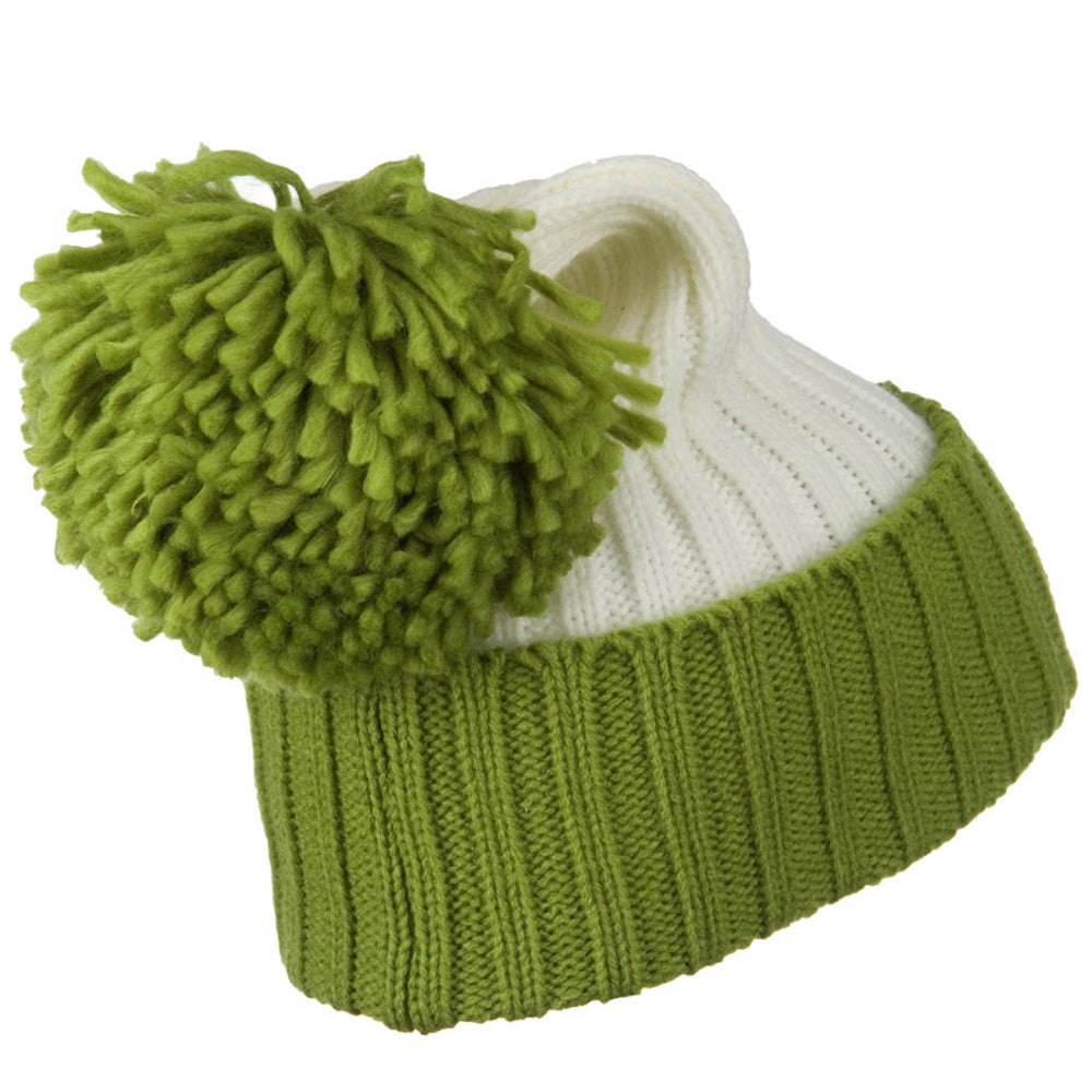 Neon Knit Hat with Pom Pom