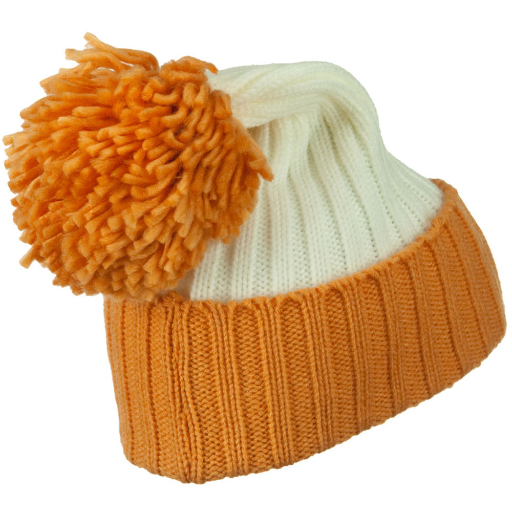 Neon Knit Hat with Pom Pom