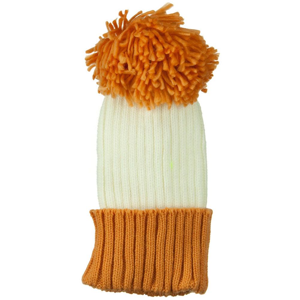 Neon Knit Hat with Pom Pom