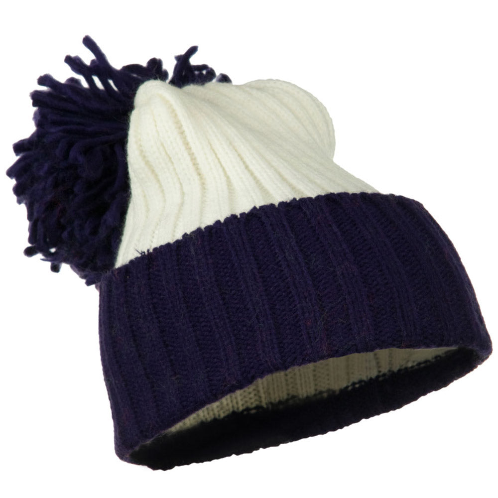 Neon Knit Hat with Pom Pom