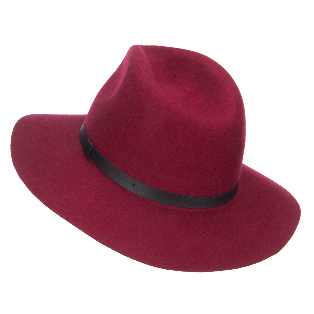 Women's Leather Band Wool Fedora