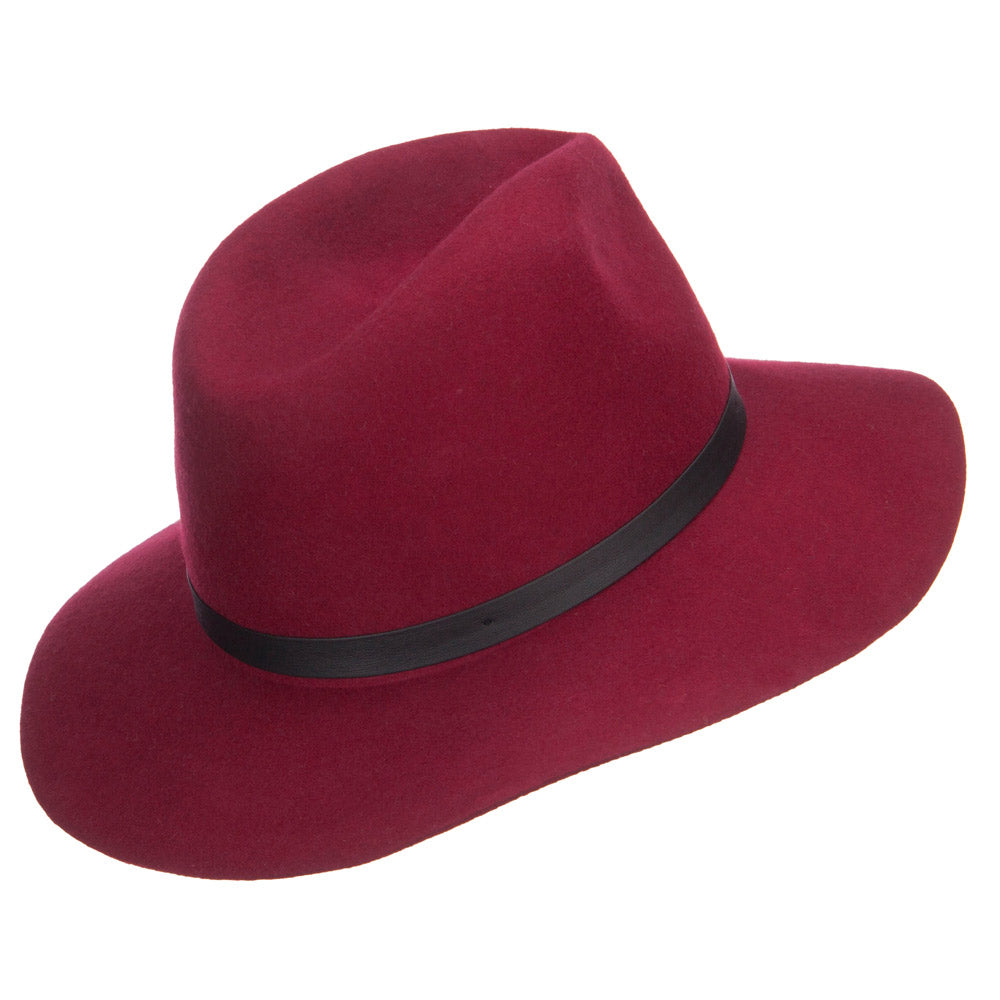 Women's Leather Band Wool Fedora