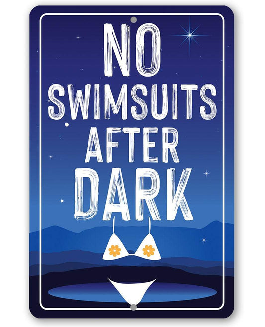 No Swimsuits After Dark - Metal Sign