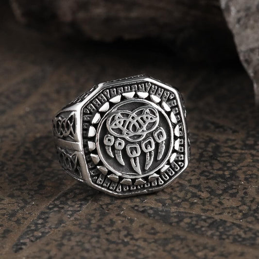 Nordic Bear Paw Stainless Steel Viking Ring