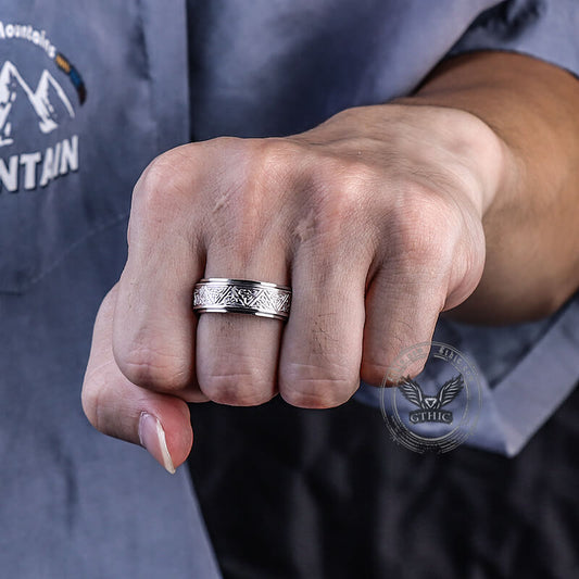 Nordic Celtic Triangle Knot Stainless Steel Spinner Ring